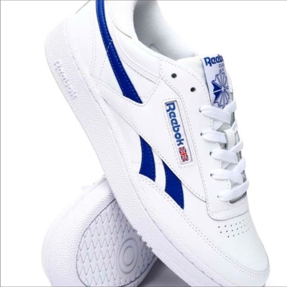 NWOT Reebok Club C Revenge White Blue Leather